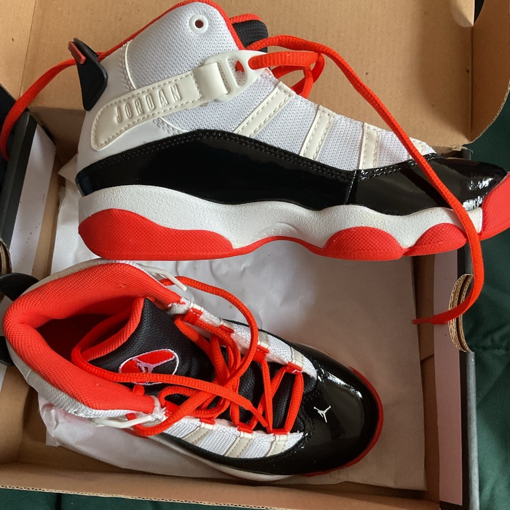 Kids' Jordan Black and Orange Athletic Shoes